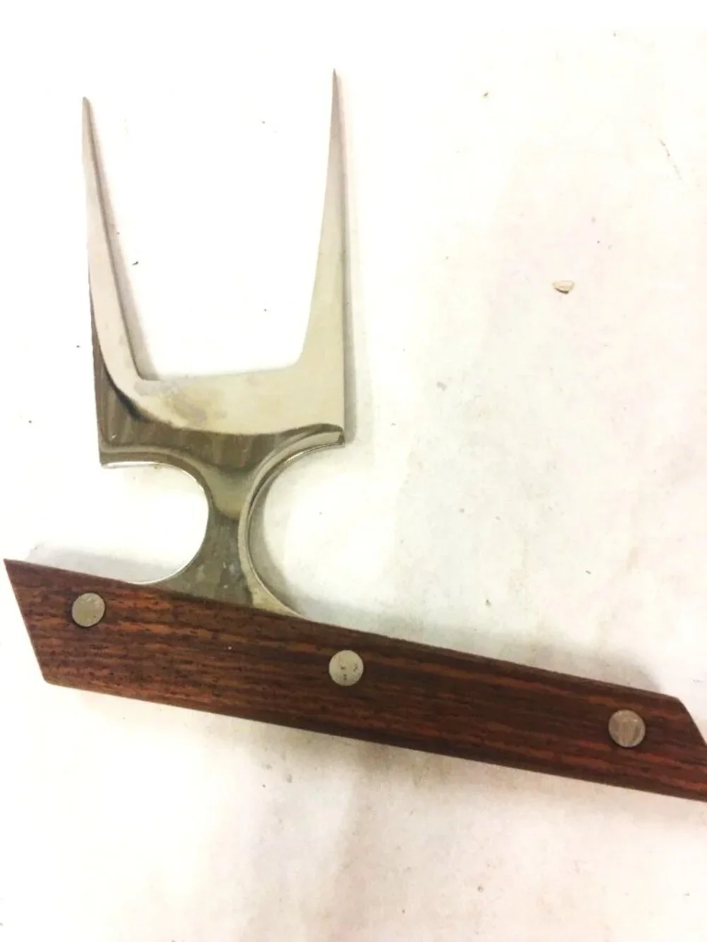 MCM Knife & Serving Poker Fork Stainless Steel Carving Fork Wood Handle Unique